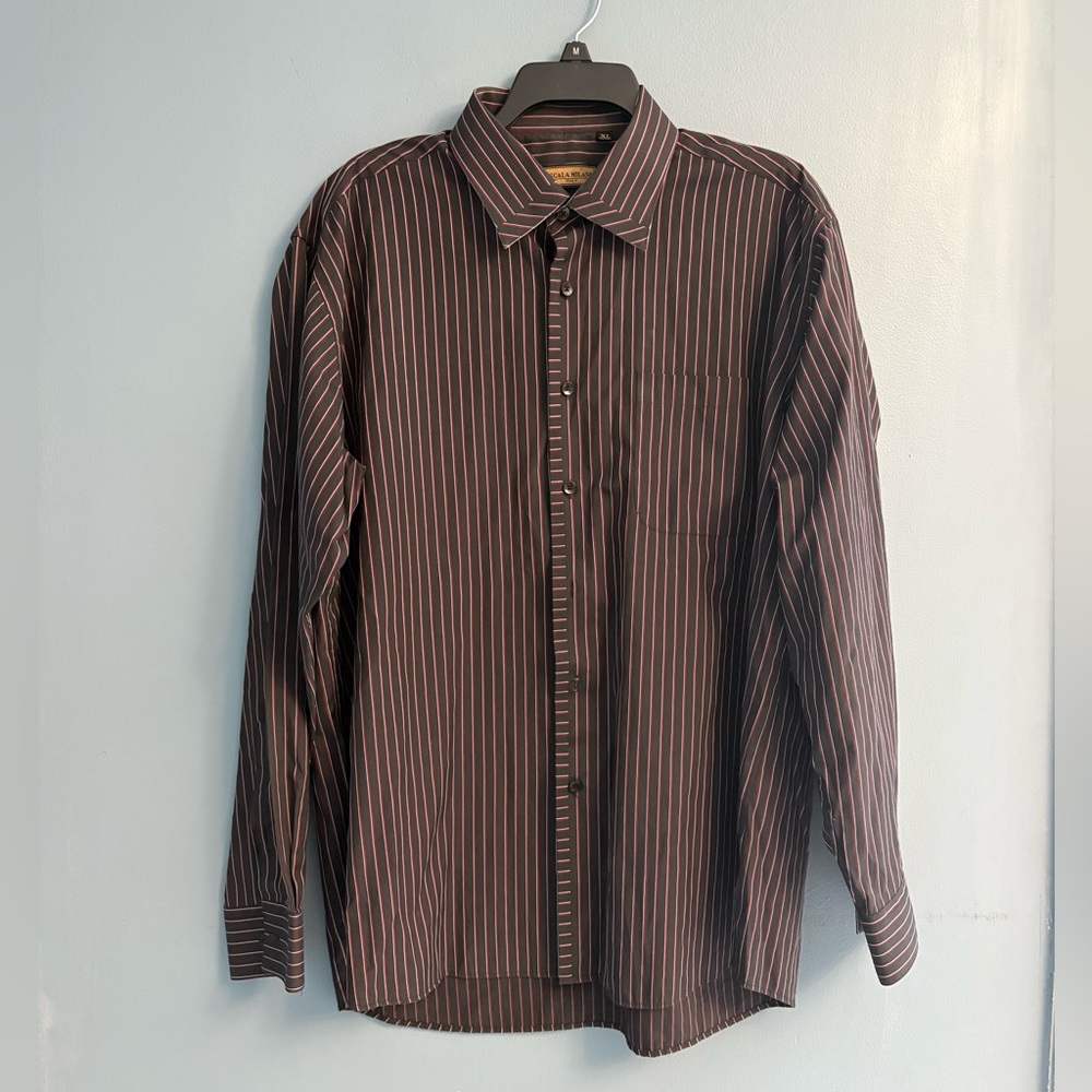 Classic Brown Striped Men's Shirt